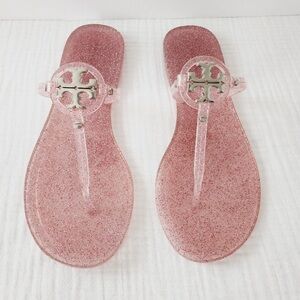Like new Tory Burch Miller Jelly Pink Glitter Sandals